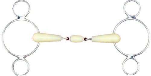 HAPPY MOUTH 2-Ring Double Jointed Roller Gag Bit - Apple Scented Durable Stainless Steel Rings Soft Polymer Middle Horse Riding Continental Dutch Gag Bit