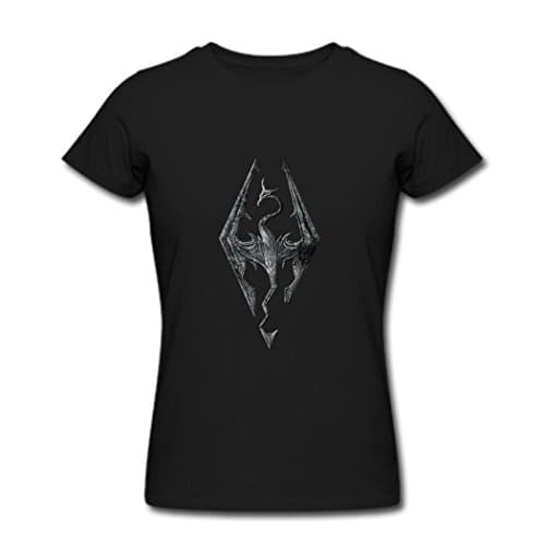 The Elder Scrolls V Skyrim Logo 2016 Cotton V neck T shirts for women S