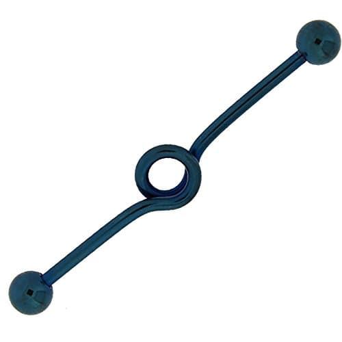 Anodized Blue Steel Industrial Barbell Ring