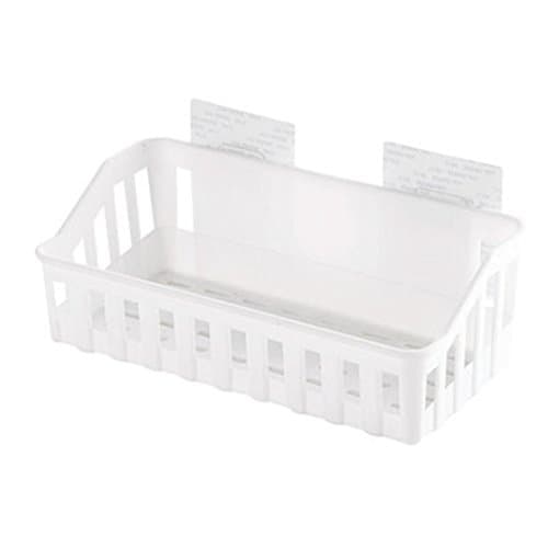 Yeefant 1Pcs Multi Function Non Perforated Wall Mounted Storage Shelf Hanging Washing Rack Corner Basket Holder Organizer for Kitchen Bathroom,0.89x0.36x0.3 Ft, White
