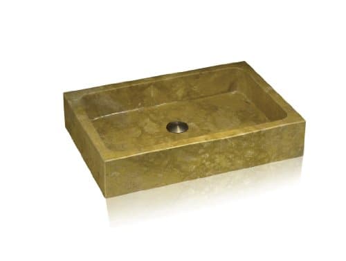 Lenova SAC-02 Stone Above Counter Rectangular Bowl Sink, Olive Marble, 33 x 22-Inch
