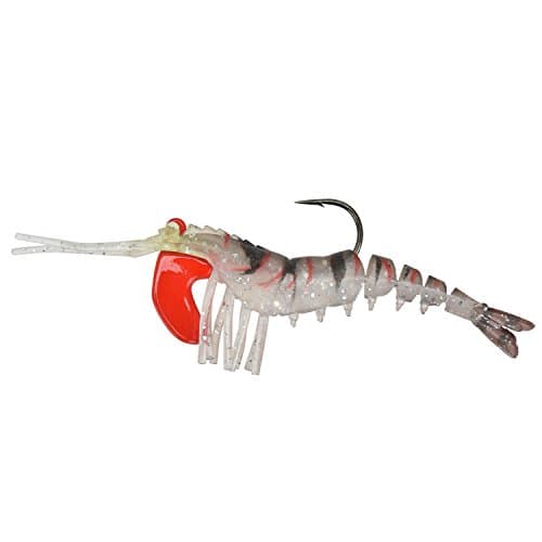 Molure Simulation Luminous Simulation Shrimp Lure Soft Bait for squid power prawn bait 6 Colors Available 75mm (Black and Grey Red Stripe)