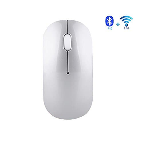 Wireless Mouse,BOOMER VIV Dual-Module 2.4G Wireless Mice with USB Receiver,Ultra-thin Wireless Portable Mobile Mouse Silent Click Gaming Mouse for PC, Laptop, Computer, Mac OS (Silver)