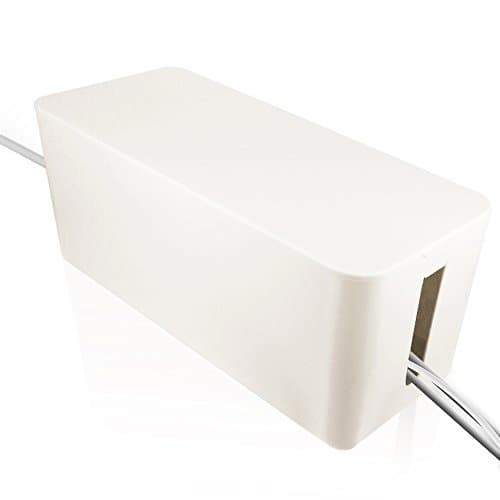 Elebox Management | Multipurpose 16 x 5 Inch Ventilated Cable Organizer Storage for Cord Surge Suppressor Power Strip Electrical Wire Charger Adapter at Office Studio Home | White | 1259