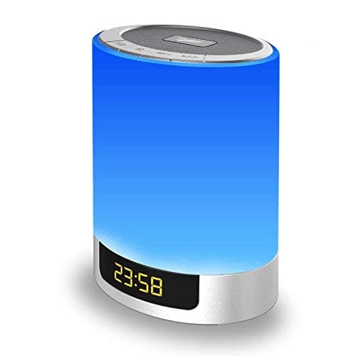 MJDUO Night Light Bluetooth Speaker, Alarm Clock with Touch Control LED Lamp Bedside Lamp Color Changing Wireless Speaker USB AUX MP3 Music Player Best Gift for Kids,Party,Bedroom,Outdoor
