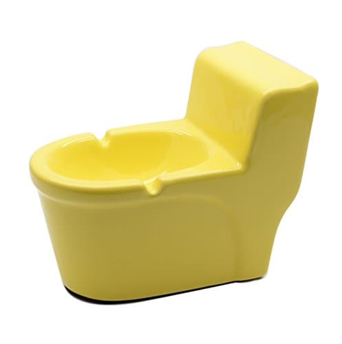 TOWOMO Creative Closestool Shape Ceramic Cigarette Ashtray (Yellow)