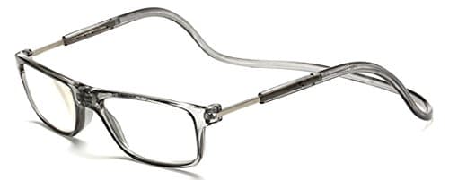 Adjustable Front Connect Reader Click Magnetic Reading Glasses Rectangle Clear 200