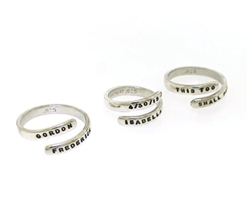 Adjustable Sterling Silver Ring, hand stamped with your personalized message
