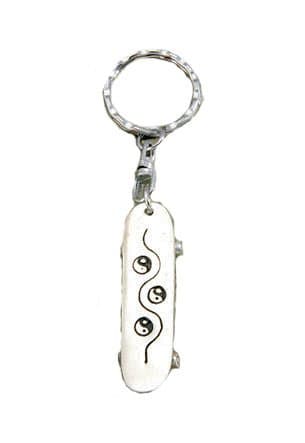 Yin Yang Skateboard - Pewter Keychain