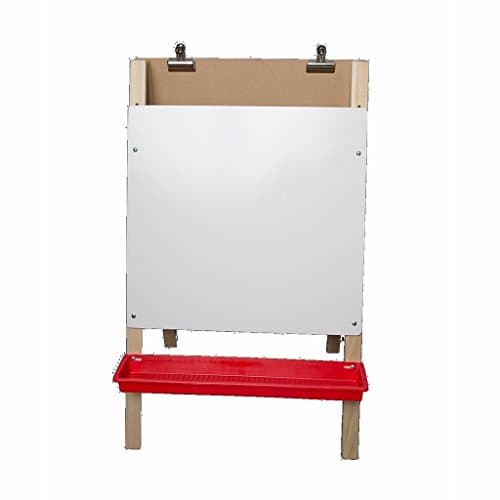 Two-Sided Folding Adjustable Height Pre-School Easel - Whiteboard &amp; Hardboard with 2 Trays and Clips (H40 x W24ins)