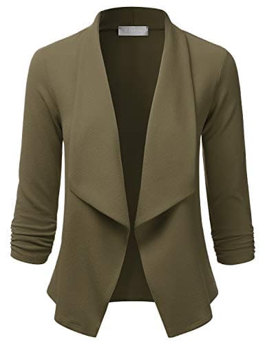 EIMIN Women's Lightweight Stretch 3/4 Sleeve Blazer Open Front Jacket (S-3XL)