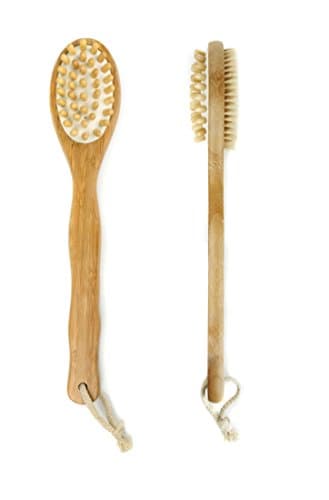 Bath Bamboo Body Brush for Back Scrubber Long Handle - Excellent for Exfoliating Skin and Cellulite