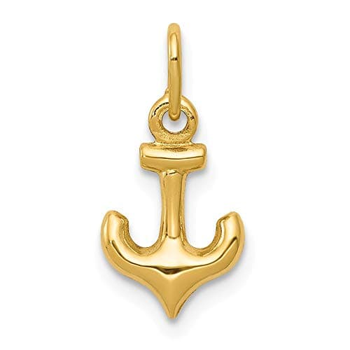 14ct Yellow Gold Solid 8mm Anchor Charm Pendant