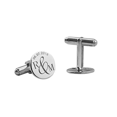 Sahaa Personalized Sterling Silver Wedding Cufflinks For Men,Custom Made with Any Initials,Gift fo Him