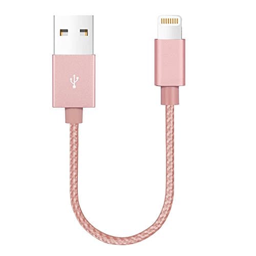 Linwood Lightning to USB A Cable for iPhone X, iPhone 8 /7 /6 Plus /6 /6s Plus /5 /5s /SE -Nylon Braid Cord - 1 Feet /0.3 Meters (RoseGold)