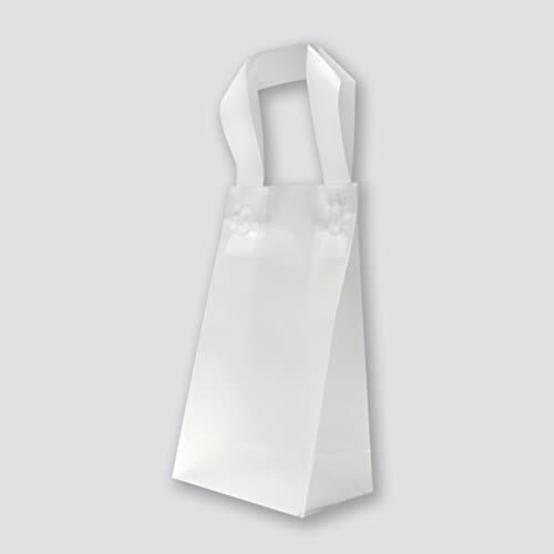 Extra Small Frosted Clear Plastic Merchandise Bags with Flexi Loop Handle and Reinforced Cardboard Bottom (Case of 250)