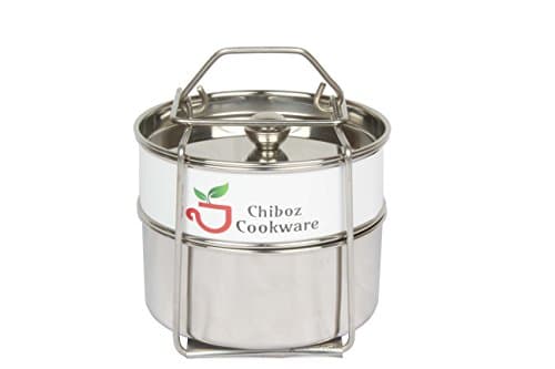 Chiboz Cookware Stackable Steamer Insert Pans with Sling Handle Compatible with Instant Pot 5 Qt