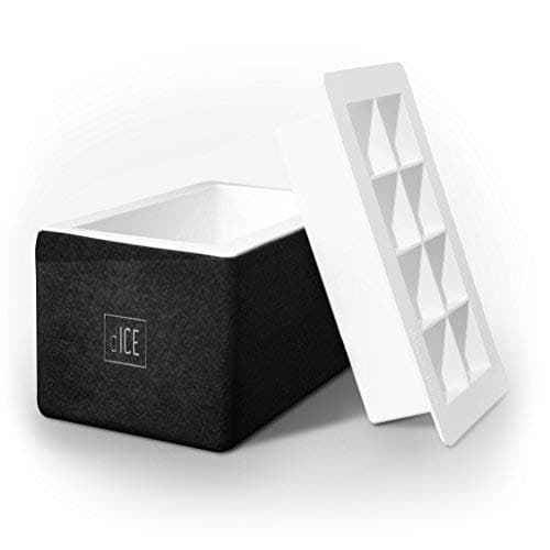 dICE Cube Maker (Crystal Clear Ice Cube Maker) Black - Bisphenol (BPA, BPS, BPF, EA) Free Silicone Ice Cube Tray for 8 Crystal Clear Ice Cubes (2" x 2" x 2”)