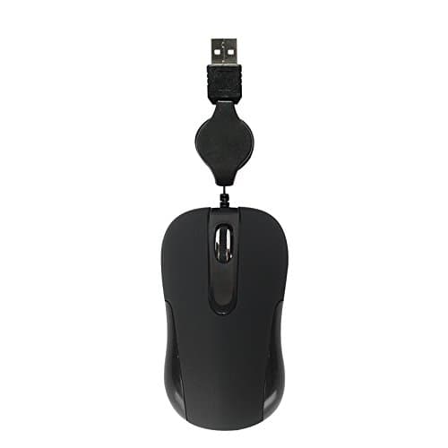 yafox 5079 Mini Retractable Cable Wired USB Optical Mouse for for Laptop (Black)
