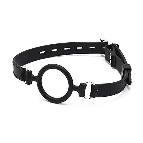 Soft Silicone Fixed Straps Mask Mouth Bite Fixed Open Mouth O-Ring（Black）