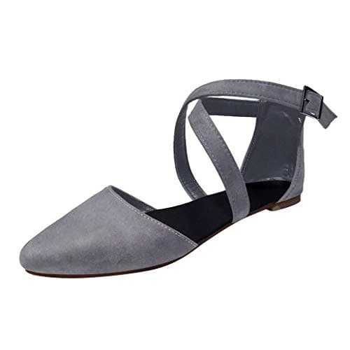 iLPM5 Flat Shoes for Women Pointed Solid Cross Strap Shallow Casual Summer Sandals