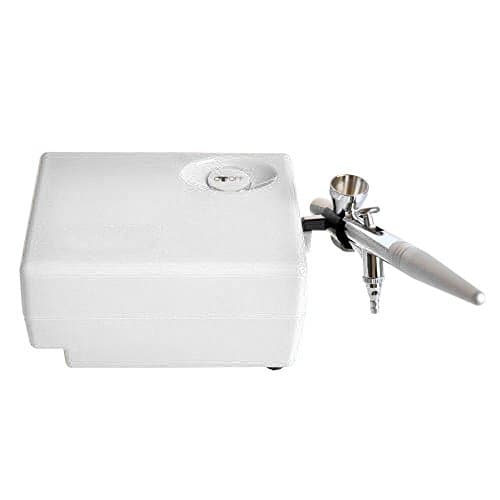 LIPPO Multi-purpose SP16 Air Compressor Airbrush Set 0.4mm Needle Art Kit for Tattoo Cake Decorating Makeup, Nail Art Beauty, Painting (White)
