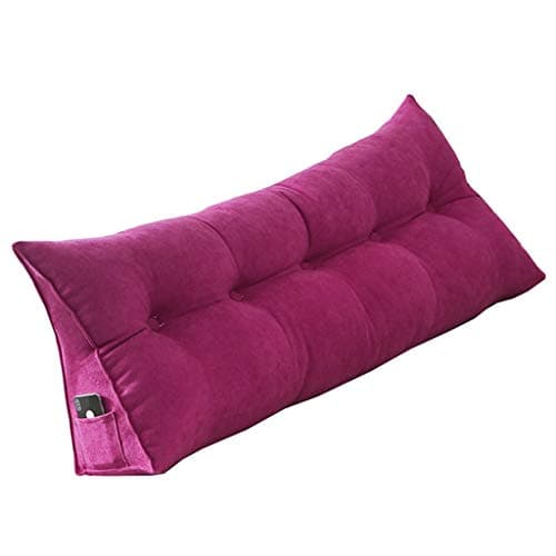 Triangular wedge Bed backrest pillow,Large big Washable Bedside back cushions,Three-dimensional Headboard cushion,Solid color Tatami Reading backrest cushion-pink 80x50x20cm
