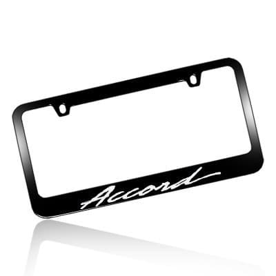 Honda Accord Script Black Metal License Plate Frame