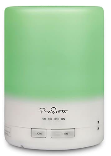 Essential Oil Diffuser for Aromatherapy by PureScents with Calming Night Light, Great Mist, Ultrasonic Humidifier & Air Purifier, Perfect 300ml Tool to Kill Germs, Bad Smells and a Bad Mood!