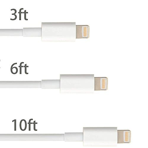 Firefox cable 3PCS 3IN1 3FT 6FT 10FT 8pin to USB Popular Length Extra Long Sync Data and Charging Cable Cord Wire Suitable for iPhone 6 iPhone 6 Plus iPhone 5 5c 5s iPad 4 Mini Air iPod Nano 7 iPod Touch 5 (White)