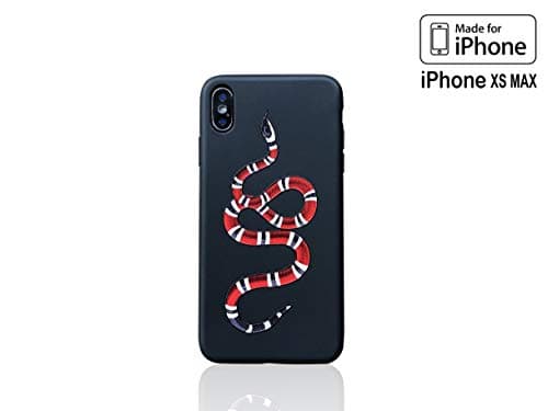 CASETECTION Compatible with iPhone Xs MAX (6.5") Case - Embossed Red Snake Fashion Design from Silicone Ultra Thin Slim Soft TPU Protective Shockproof Bumper (Snake Only)