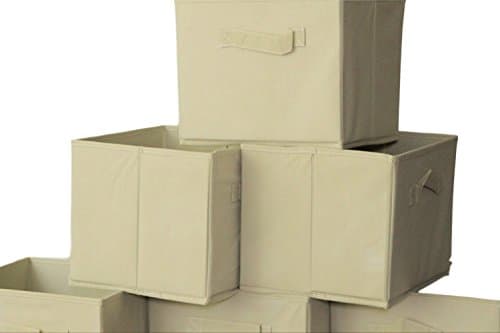 6 Foldable Storage Cube Basket - Store It's Foldable Fabric Basket Is Perfect For All Home Storage Needs - Best Storage Basket For Dressers, Drawers, Closets - Full - 6 Pack Beige