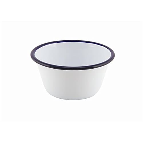 Genware 59512 Enamel Round Deep Pie Dish, 12 cm, Black/White