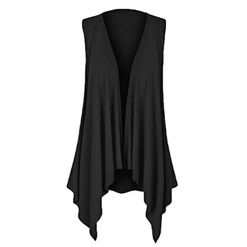 Sikye Solid Sleeveless Draped Irregular Hem Open Cardigan Top Blouse Cover up for Women Summer