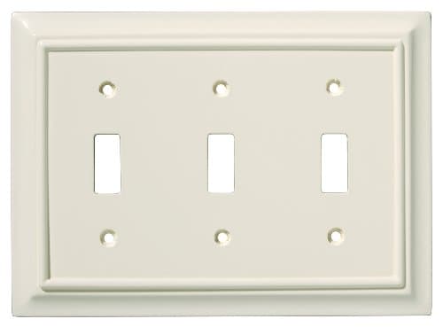 Brainerd 126448 Wood Architectural Triple Toggle Switch Wall Plate Switch Plate Cover Light Almond