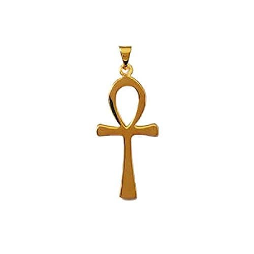 So Chic Jewels - 18k Gold Plated Plain Solid Ank - Egyptian Protection Amulet - Peace Cross Pendant