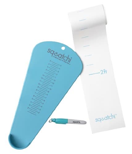 Child Growth Chart with Foot Measuring Chart – Keepsake Kit with Removable, Wall Hanging, Kids Measuring Tape Height Ruler &amp; Squatchi Shoe Sizer for Kids