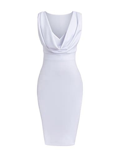 Momius Womens Sexy Deep V Stack Neck Stretch Bodycon Midi Party Dress