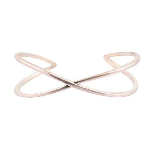 Marlyn Schiff X Shape Bangle Bracelet, Silver Plated Cuff