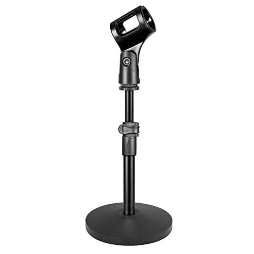 Weymic Iron Base Adjustable Foldable Desktop Microphone Stand Holder with Mic Clip for Meetings, Lectures, Podcasts, and More