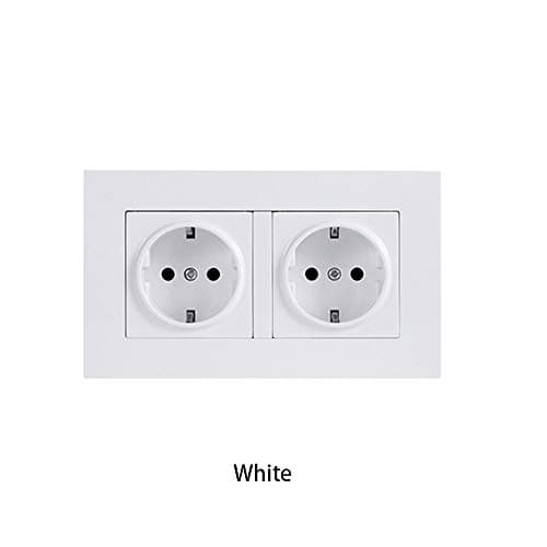 Multi-Functional EU Plug Socket Wall Power Outlet Socket with USB Port for Phone Charging Double Switchs Household (White)