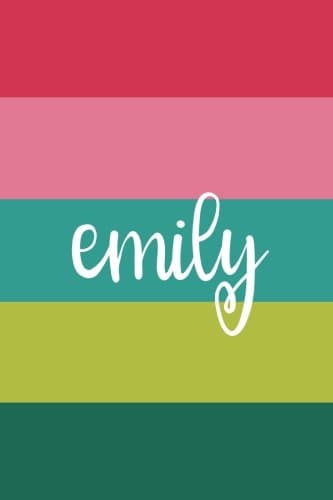 Emily (6x9 Journal): Lined Writing Notebook with Personalized Name, 120 Pages – Magenta, Cotton Candy Pink, Teal Blue, Chartreuse, Emerald Green