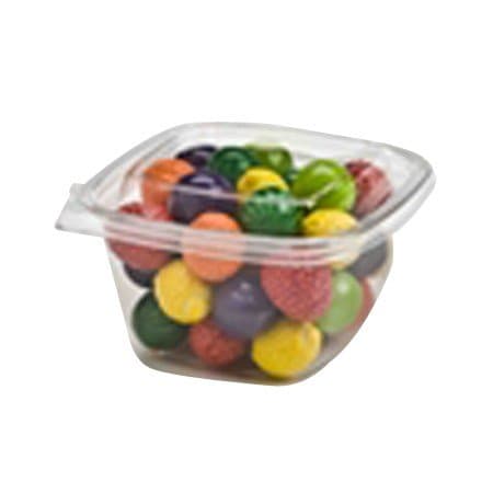 8 oz. Clear Square Tamper Resistant Plastic Deli Container with Flat Lid Combo - 250 per case