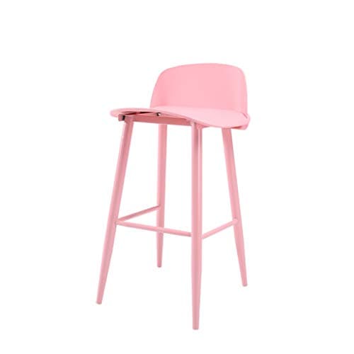MLX Bar Stools Nerd Replica Design Retro Modern Bar Stools For Cafe Counter Kitchen Metal Legs Plastic Seat - Mysterious Black (Color : PINK)