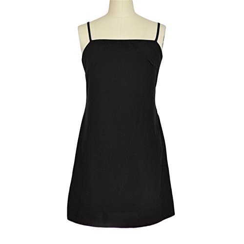 LeNG 2017 Summer Dresses Women Solid Red Sleeveless Spaghetti Strap Brief Style Women Dress Tank Chiffon Female Dress Black M