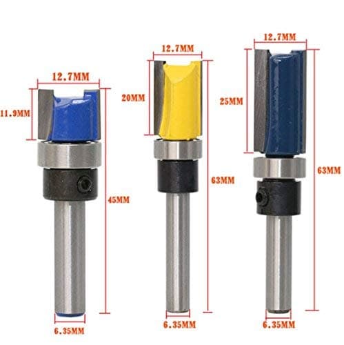 DBoyun Straight Flush Trim Pattern Router Bit 1/4" Shank Bit Cutter Top Bearing Woodworking