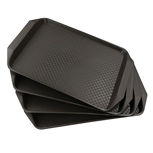 HOMMP Plastic Rectangular Non-slip Serving Trays, 17-Inch x 11.8-Inch, Heavy Duty, Set of 4