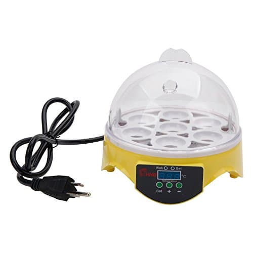 QHYT Mini Tinny Poultry Incubator Hatcher Brooder Kit for Bird Chicken Duck Cockatiel Yellow 7 Eggs