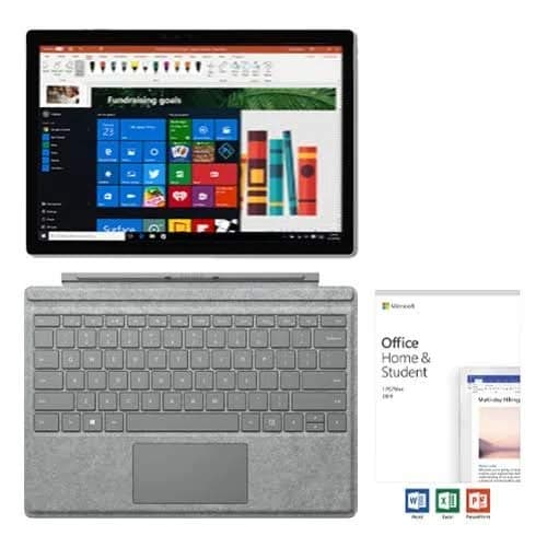 Microsoft Surface Pro 6 12.3” PixelSense Touchscreen Tablet PC w/Signature Type Cover + Office Home & Student 2019, 8th Gen Intel Quad Core i5, 8GB RAM, 128GB SSD, USB 3.0, Windows 10, Silver
