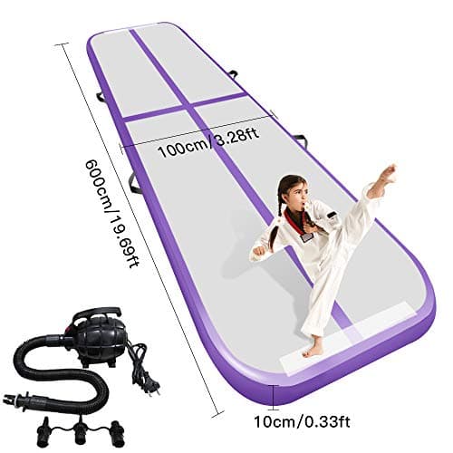 Airacker 9.84ft/13.13ft/16.4ft/19.69ft/23ft/26ft/29ft/33ft/36.ft/39ft Air Track, Tumbling Mat, Inflatable Gymnastics Airtrack Mat, Air Floor Mat with Electric Air Pump for Training/Cheerleading